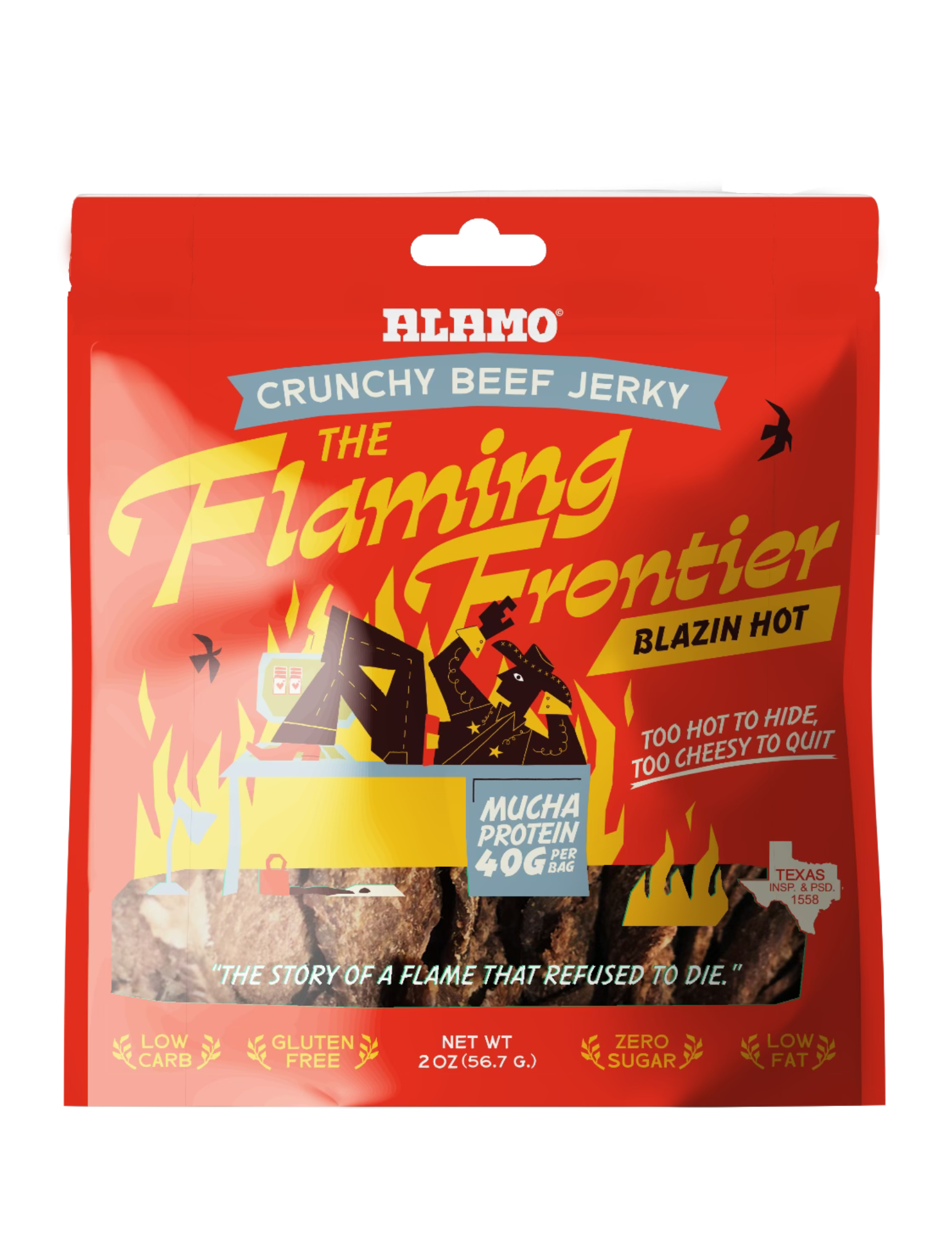 The Flaming Frontier – Blazin Hot | High-Protein Crunchy Beef Jerky