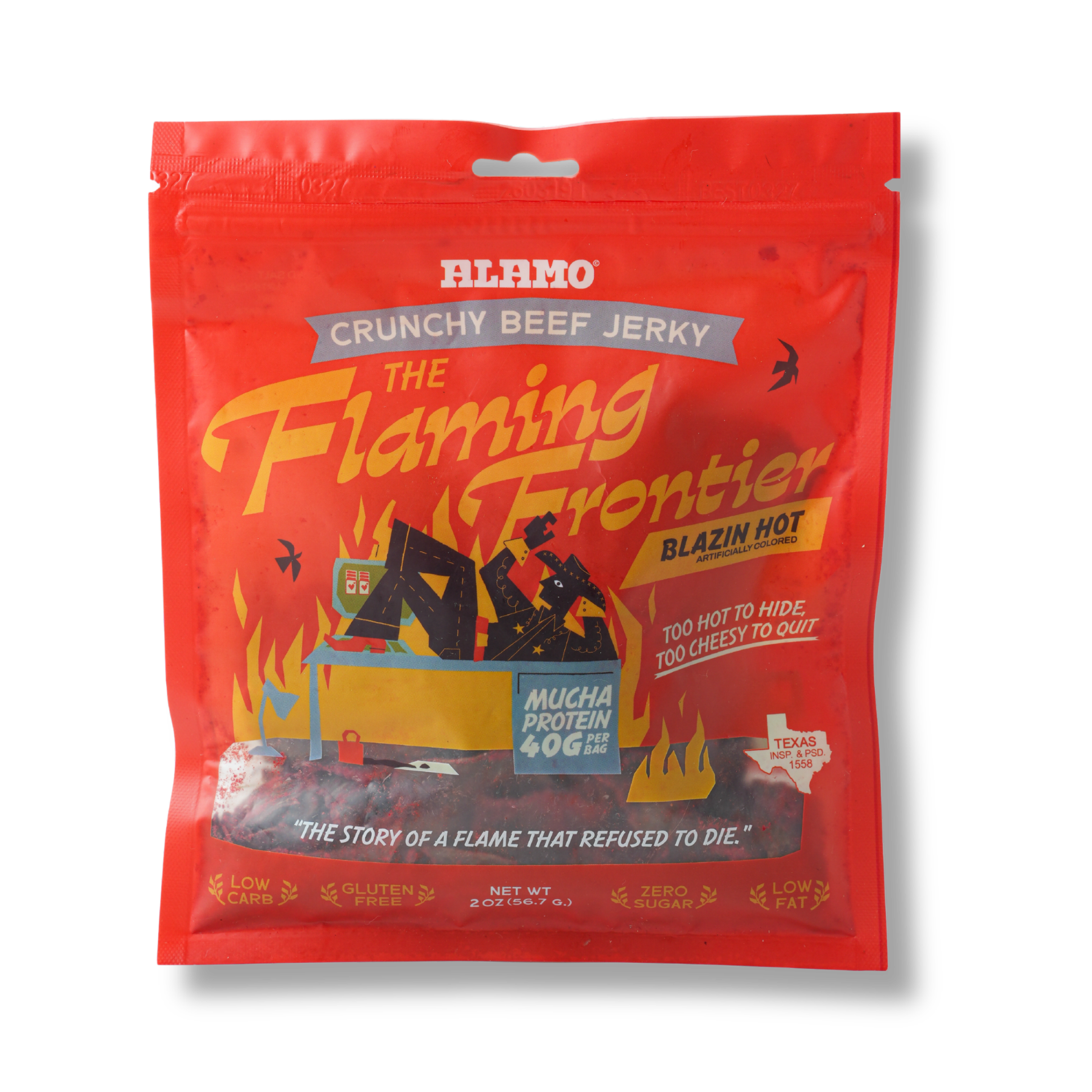 The Flaming Frontier – Blazin Hot | High-Protein Crunchy Beef Jerky