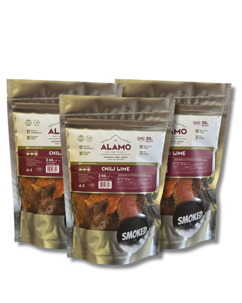 Chili Lime SMOKED Crunchy Beef Jerky 3 bags 2oz