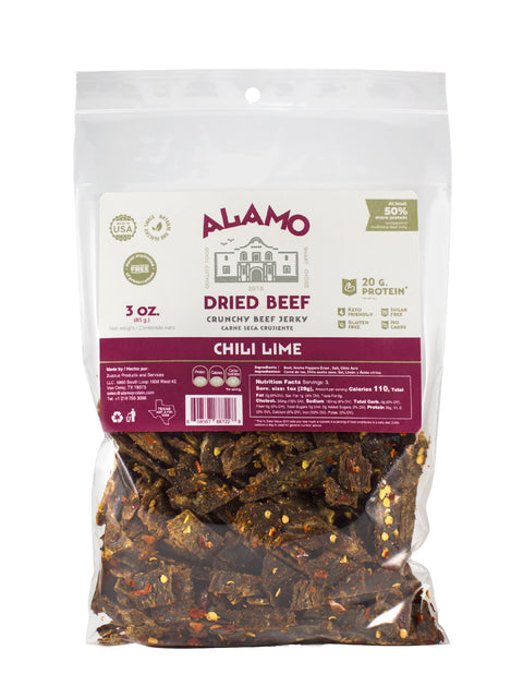 Chili Lime Crunchy Beef Jerky 3 bags of 3oz.